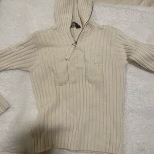 Jean Paul Gaultier Cream Ribbed Zip-Up Top